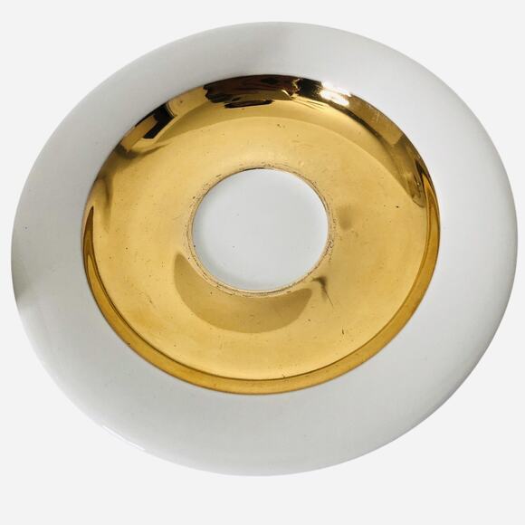 Vintage Arabia Finland Espresso Demitasse Cup Saucer White Gold Gilt Trim Set 2 - Picture 5 of 8